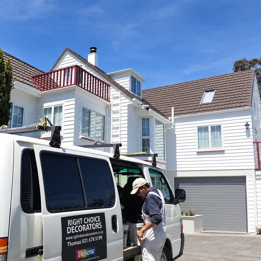 Right Choice Decorators painter preparing for a residential painting project in Wellington